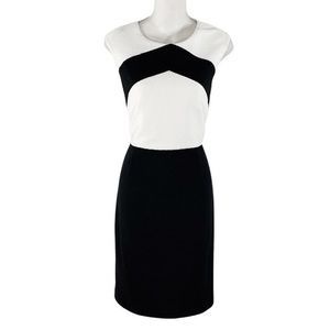 Calvin Klein white black color block textured sheath dress